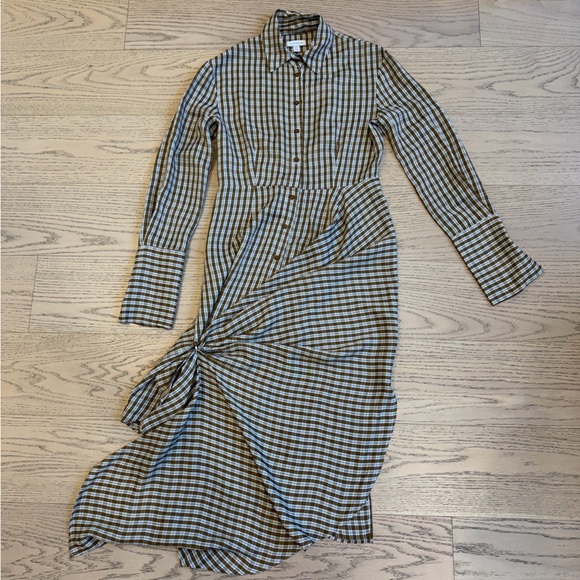 TOPSHOP Asymmetric Midi Dress, Plaid, Button-down, Cuffs, Women’s US 6 - Picture 12 of 15
